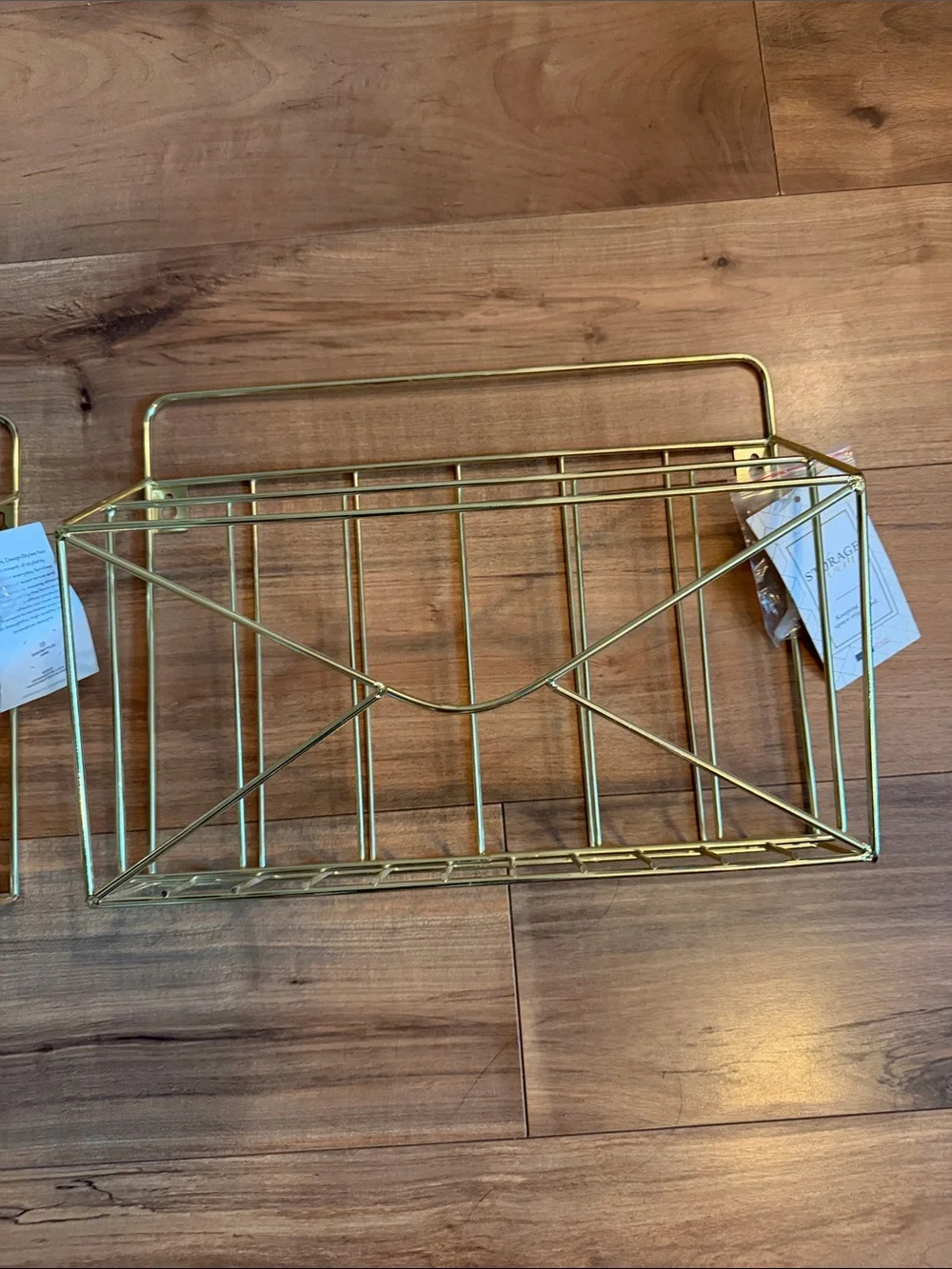 Gold Metal Wall File Organizer - Decorative Mail & Magazine Holder